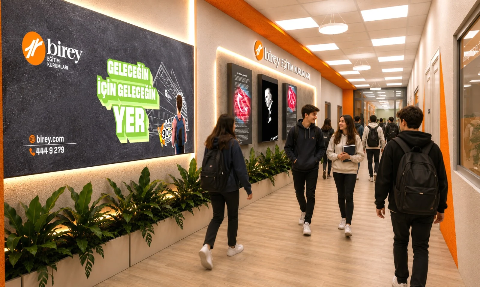 Birey Eğitim Kurumları ana koridorunda öğrenciler